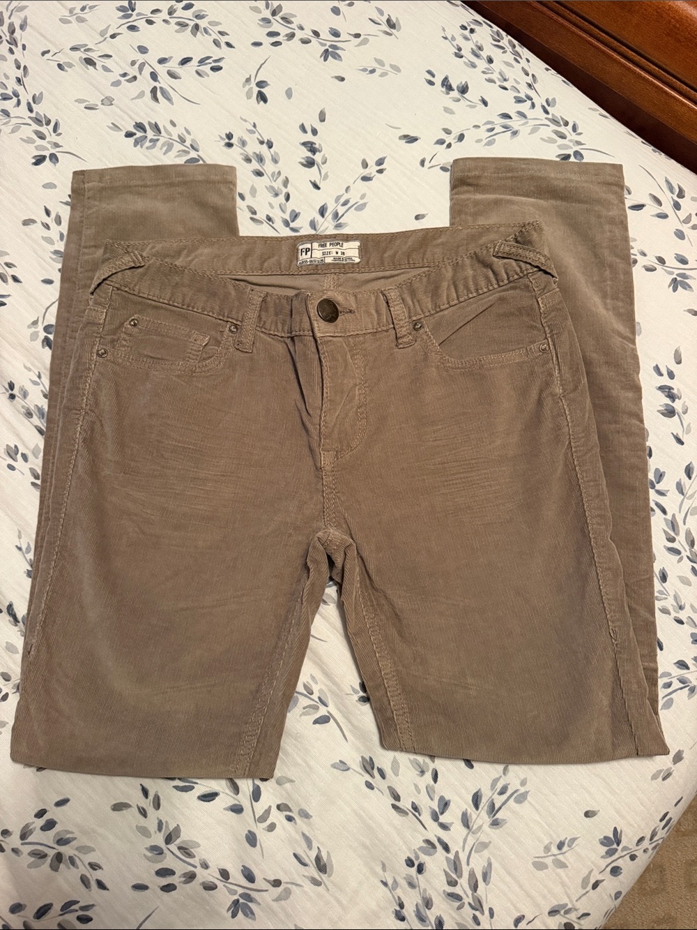 Free People Skinny/slim Corduroy Jeans in Taupe